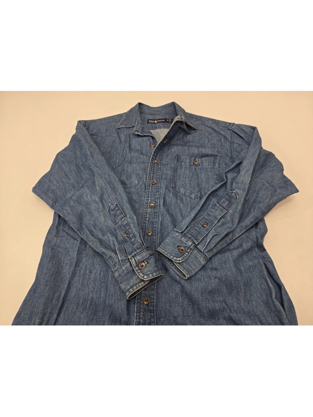 Vintage Ralph Lauren Denim Button Down Maxi Dress Duster Made In USA Size 12 - Picture 6 of 13